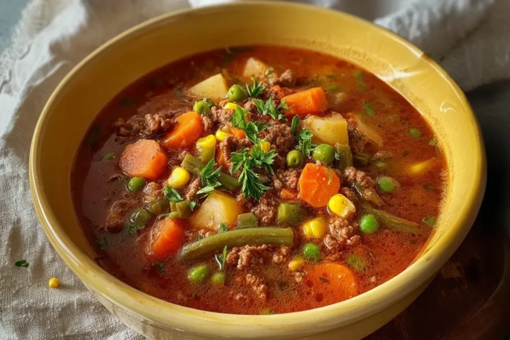 Crockpot Ground Beef Vegetable Soup
