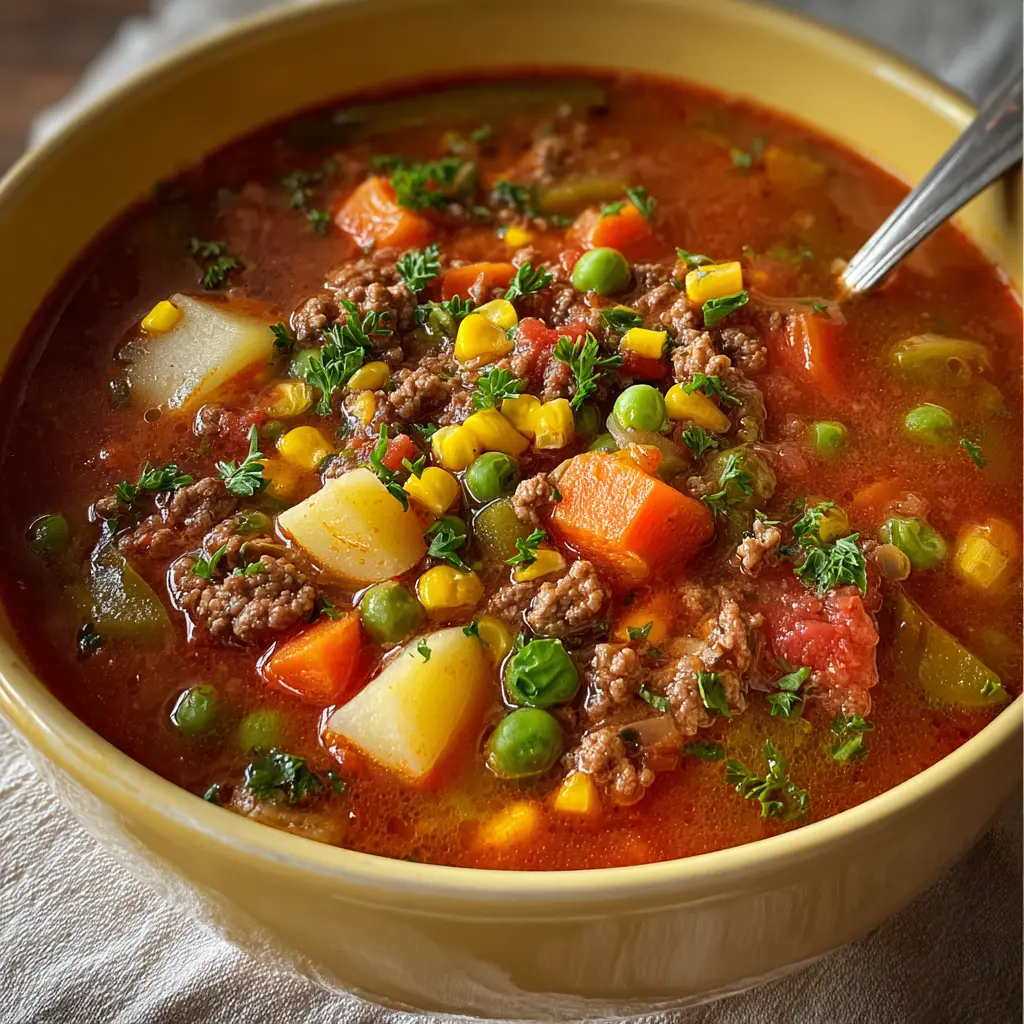 Crockpot Ground Beef Vegetable Soup Recipe