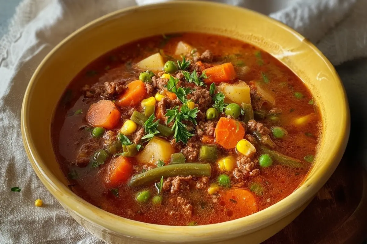 Crockpot Ground Beef Vegetable Soup