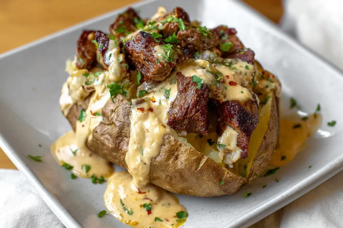Loaded Baked Potato with Steak Bites