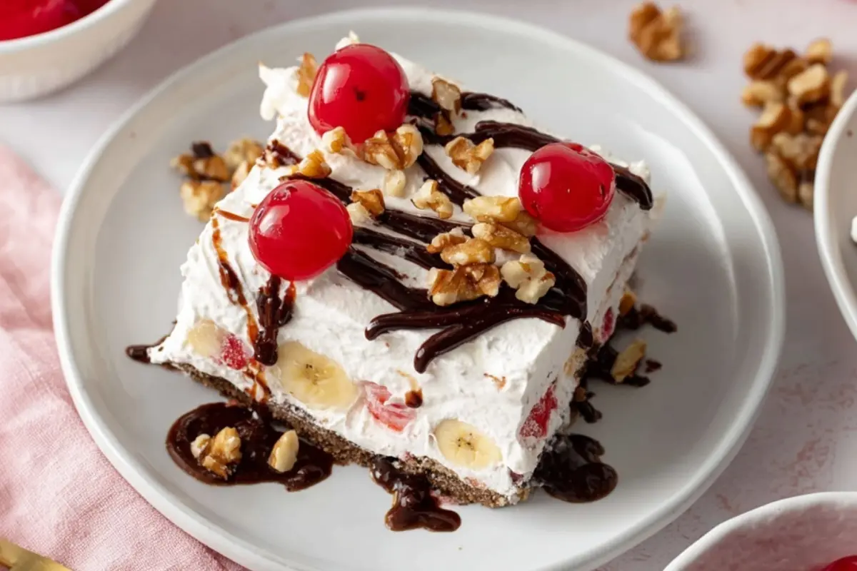 No Bake Banana Split Lush Dessert
