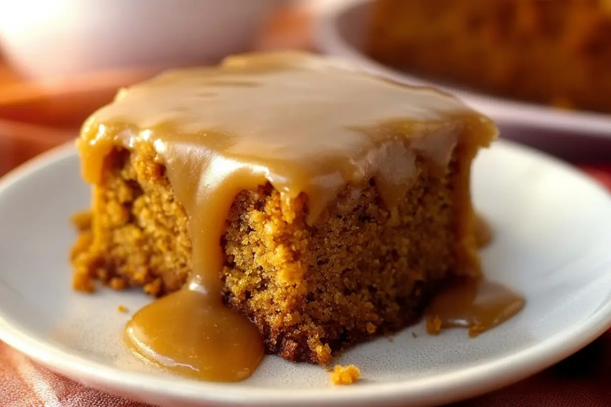 Pumpkin Cake with Caramel Cider Sauce