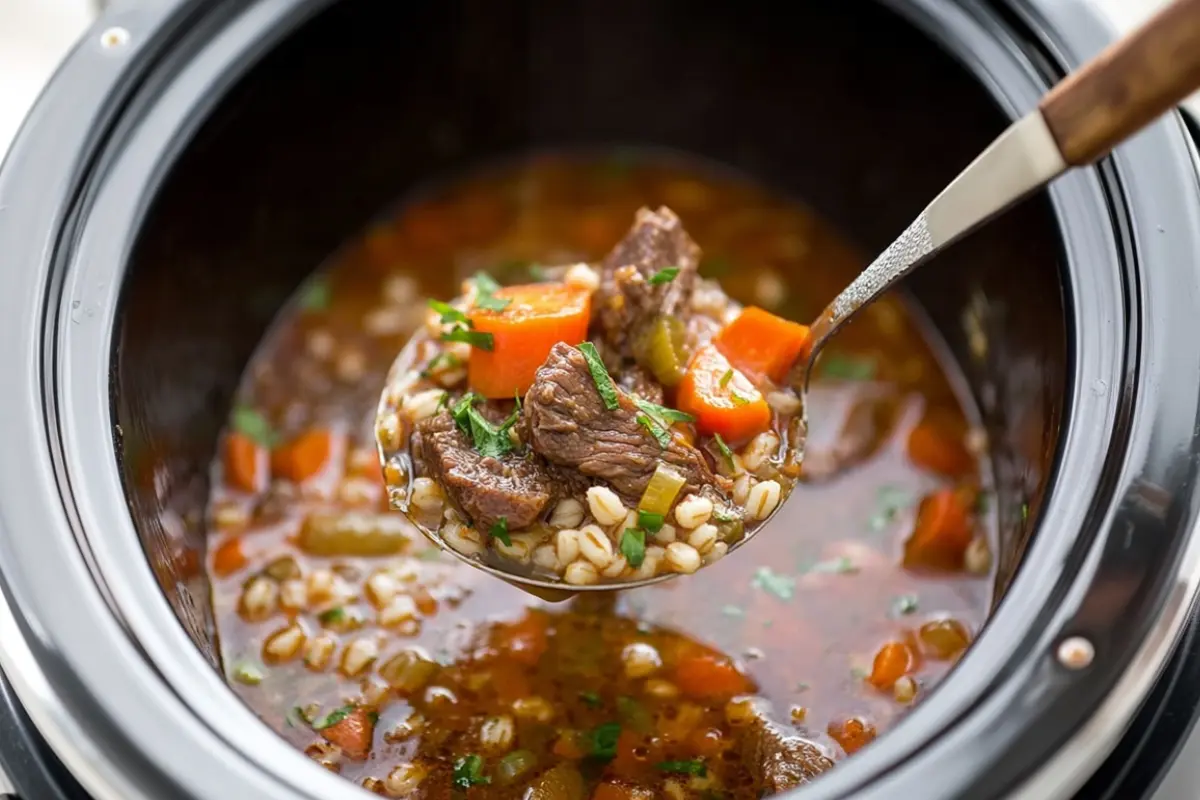 Slow Cooker Beef Barley Soup Recipe