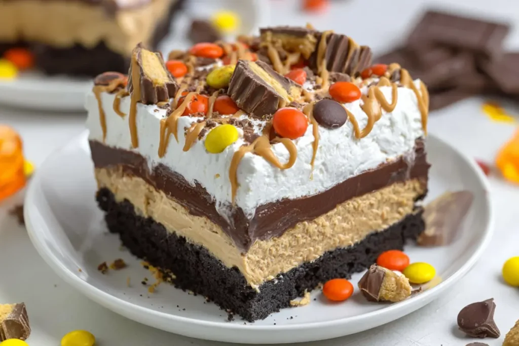 no-bake chocolate peanut butter lasagna