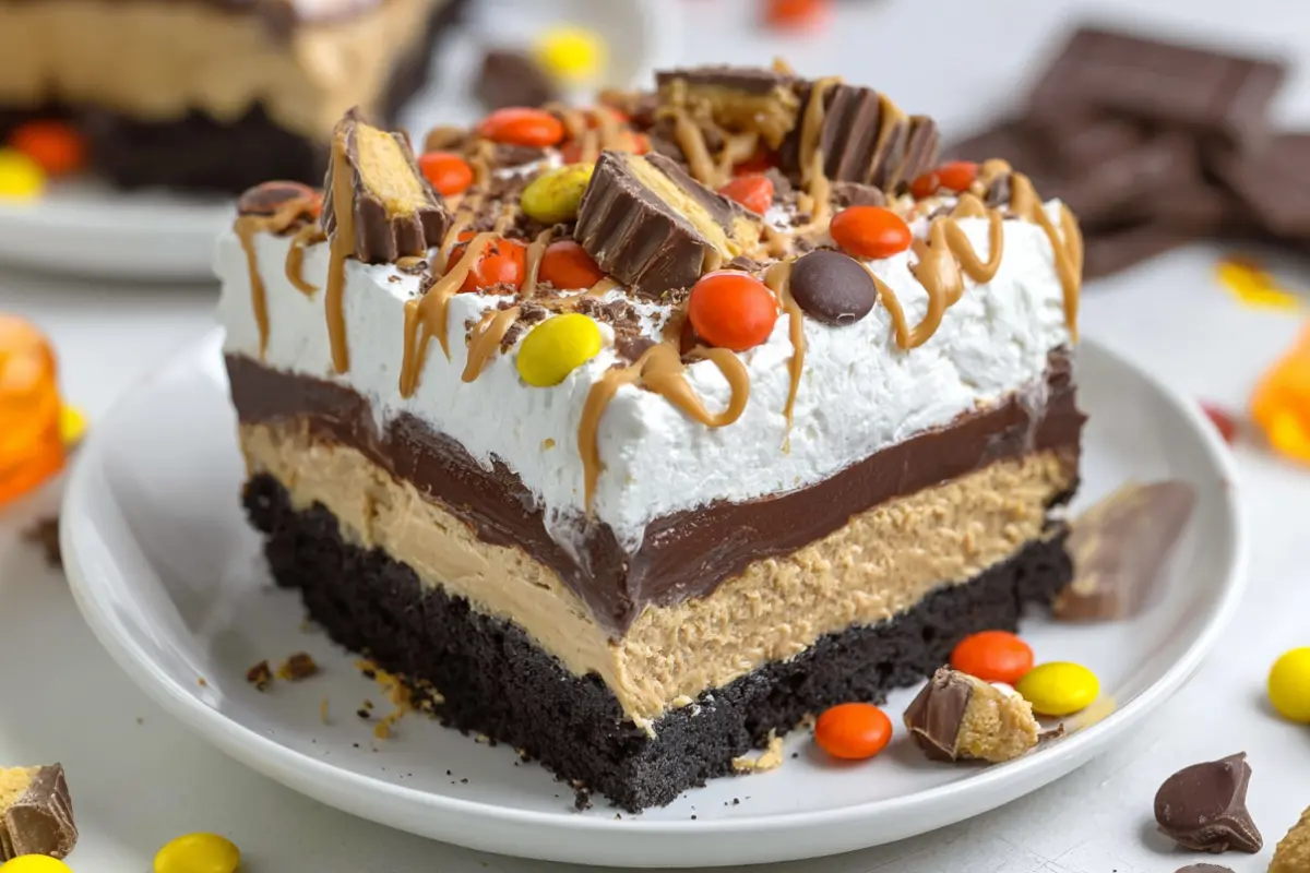 no-bake chocolate peanut butter lasagna