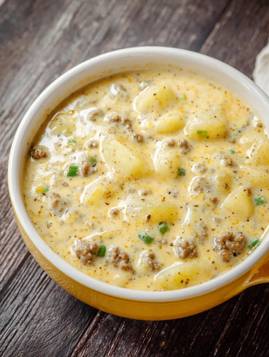 Cheesy Hamburger Potato Soup Recipe