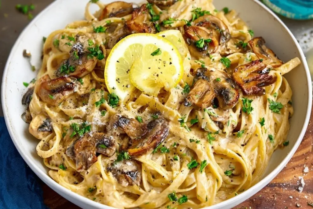 Creamy Lemon And Caramelized Mushroom Pasta