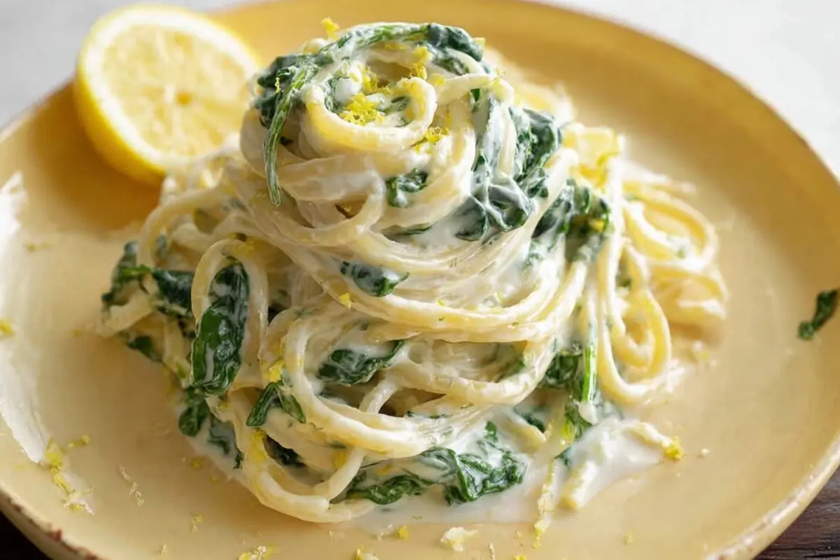 Lemon ricotta pasta and spinach