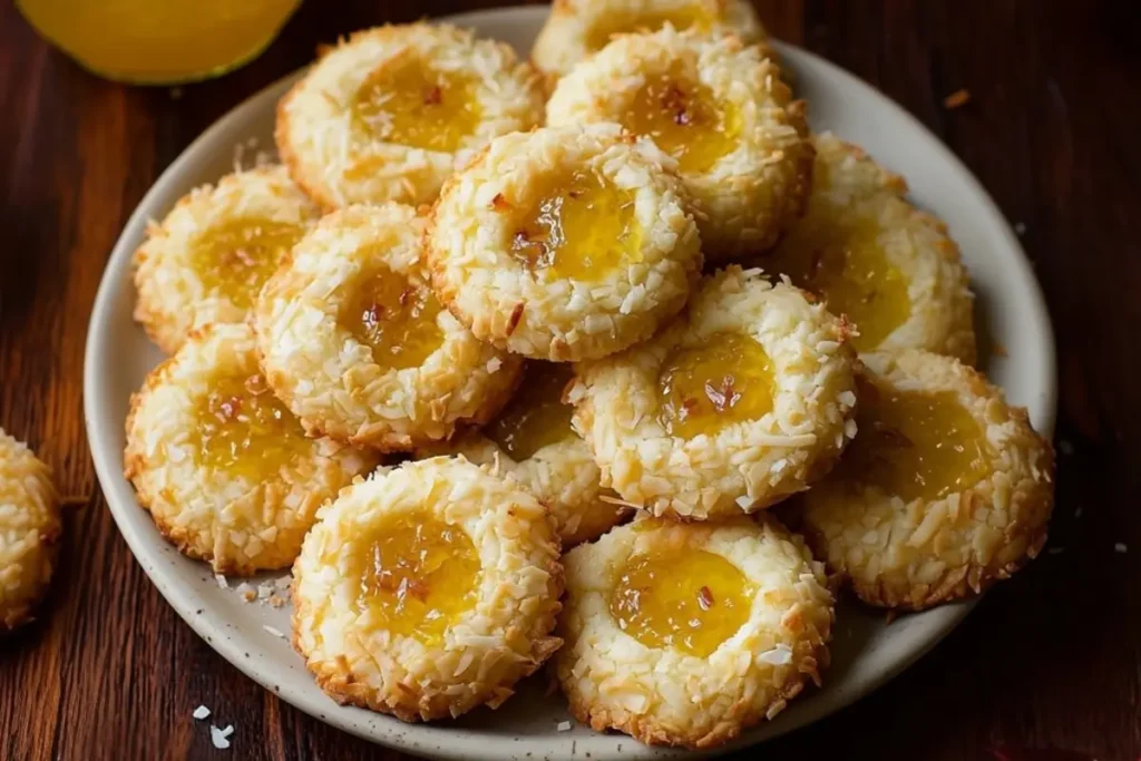 Pineapple Coconut Thumbprint Cookies