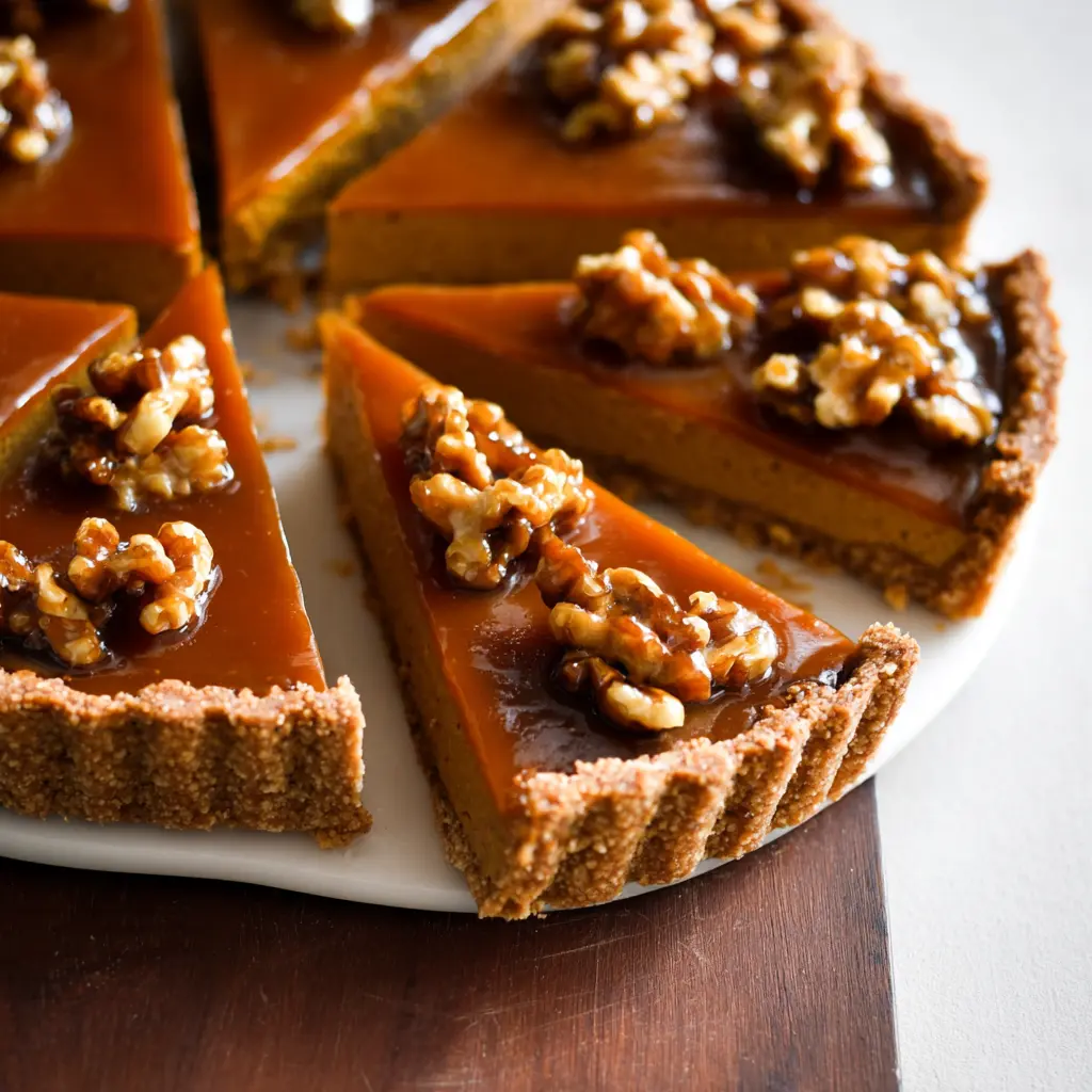 Pumpkin Caramel Tart Recipe with Candied Walnuts