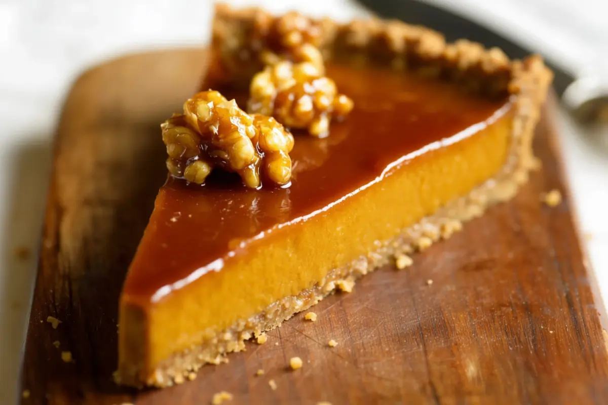 Pumpkin Caramel Tart with Candied Walnuts