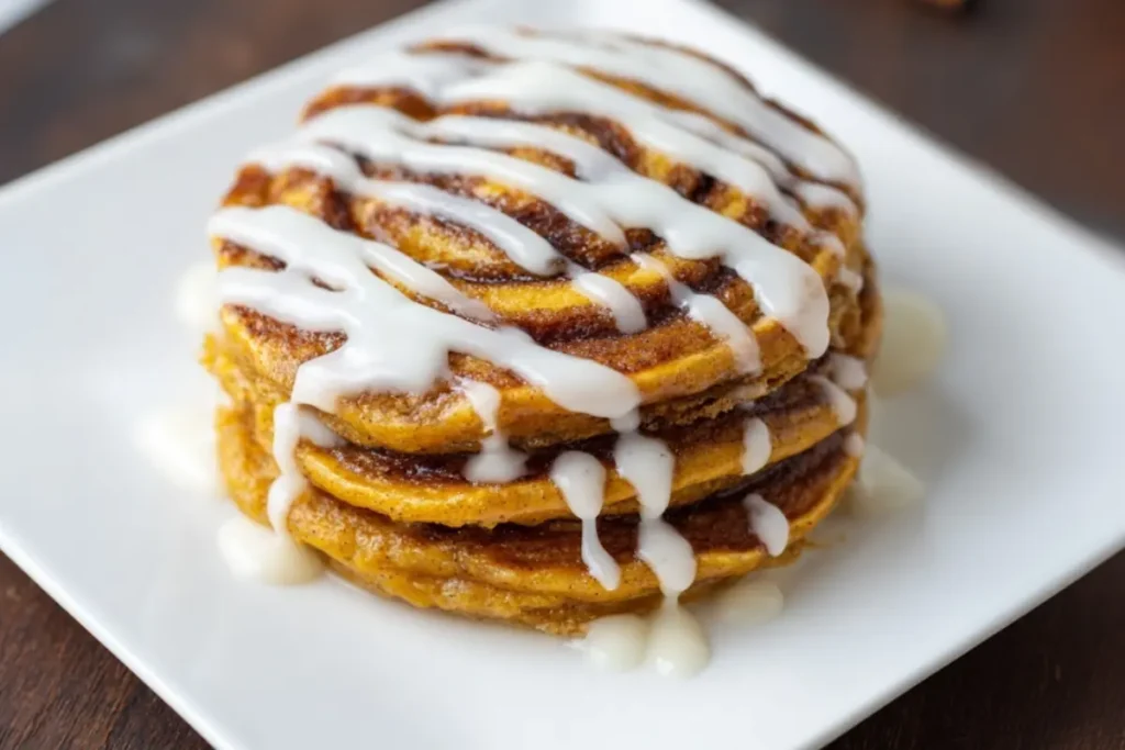 Pumpkin Cinnamon Roll Pancakes