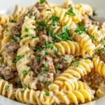 Beef anf Rotini with Garlic Parmesan Sauce