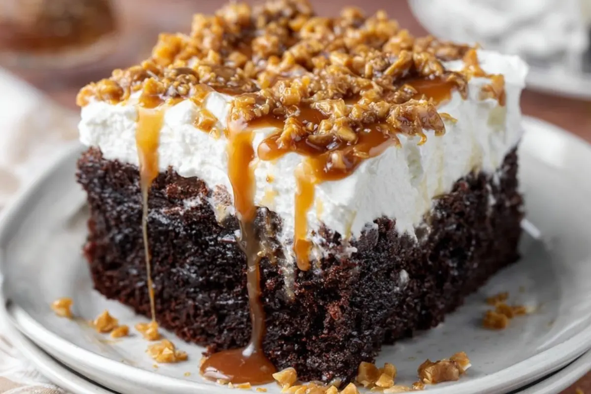 Chocolate Toffee Poke Cake