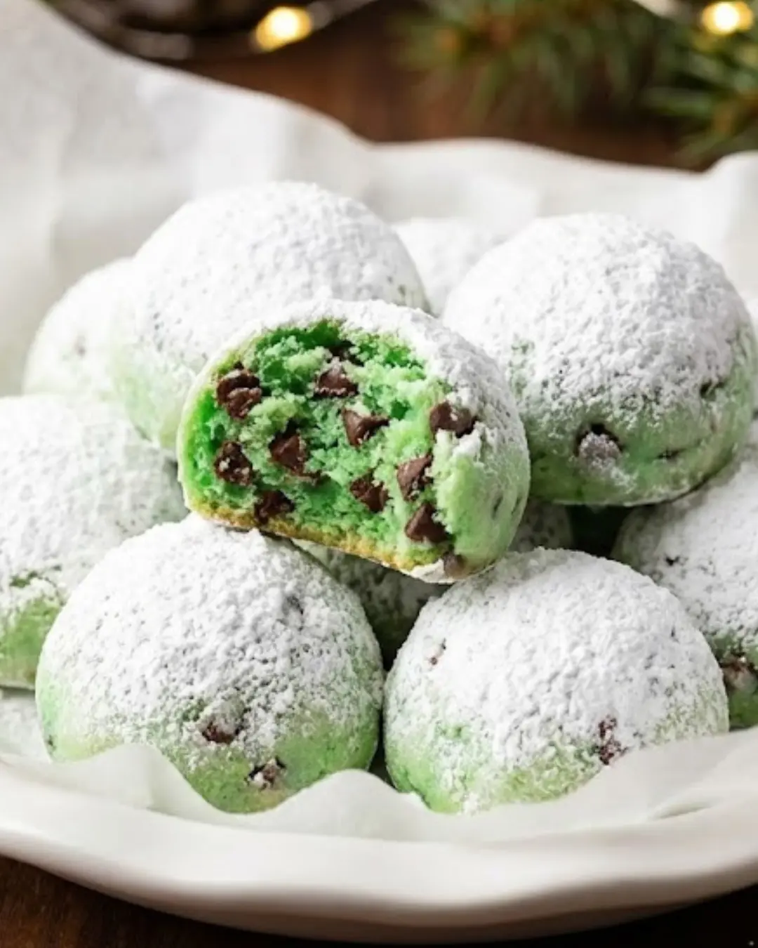 Mint Chocolate Chip Snowball Cookies Recipe