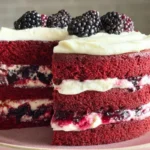 Red Velvet Cake With Blackberry Cream Cheese Whipped Frosting