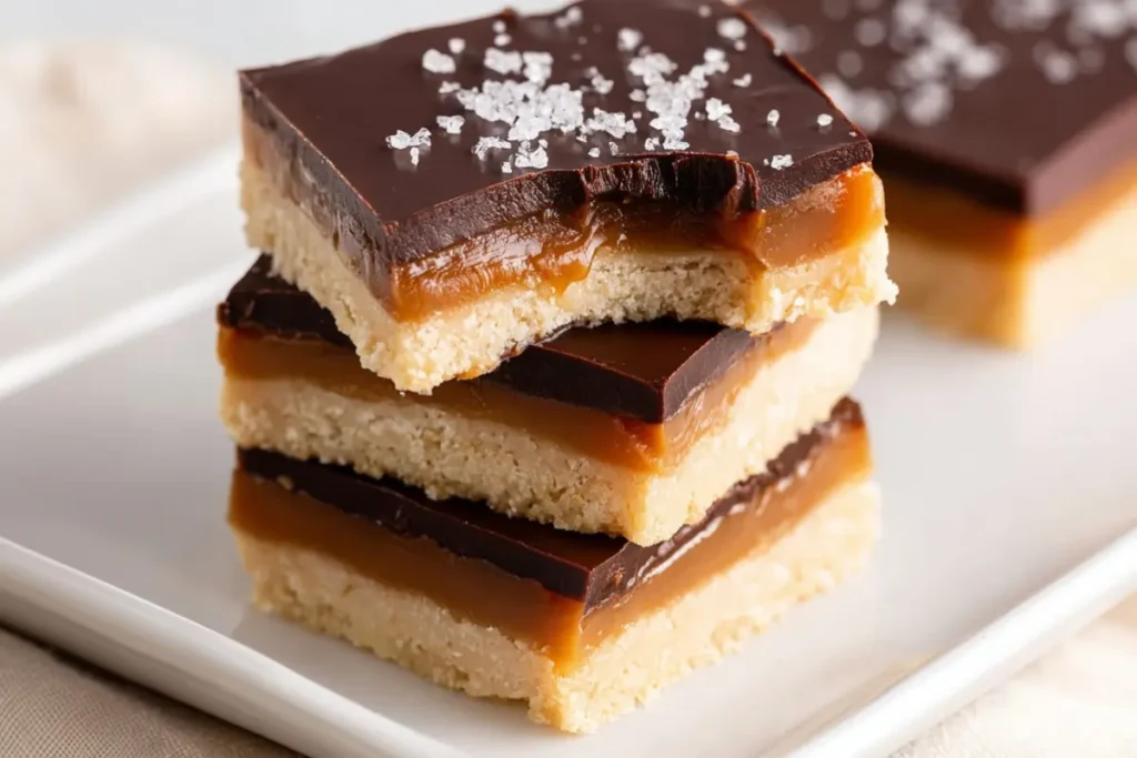 Chocolate caramel shortbread bars