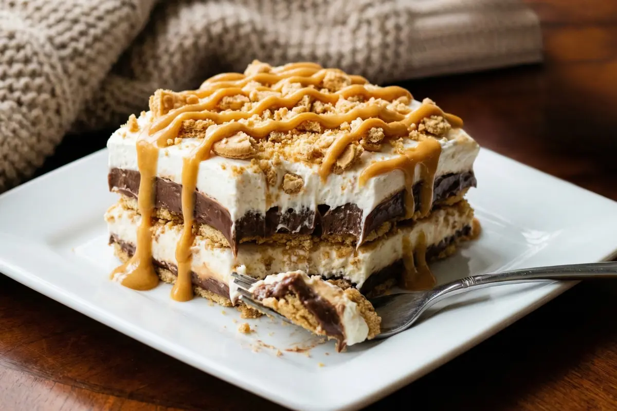 No bake Peanut Butter Crunch Lasagna