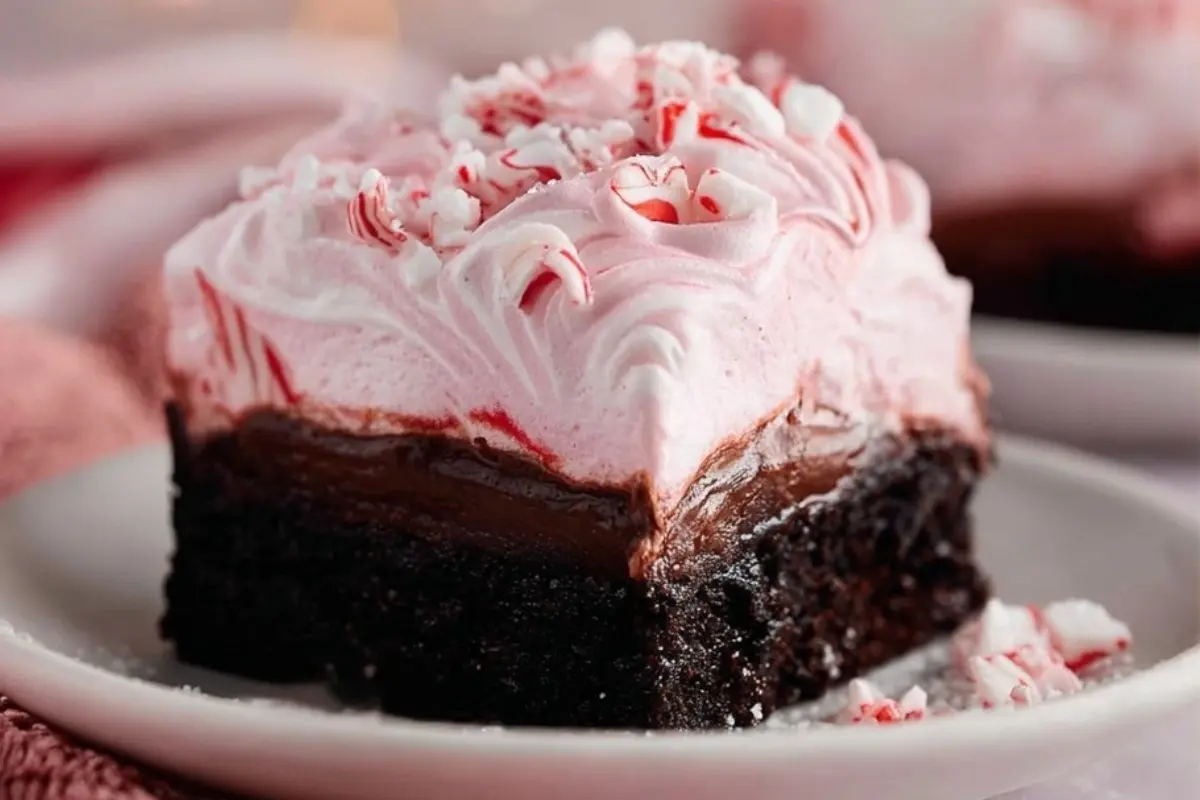 Peppermint Hot Fudge Bars with Meringue