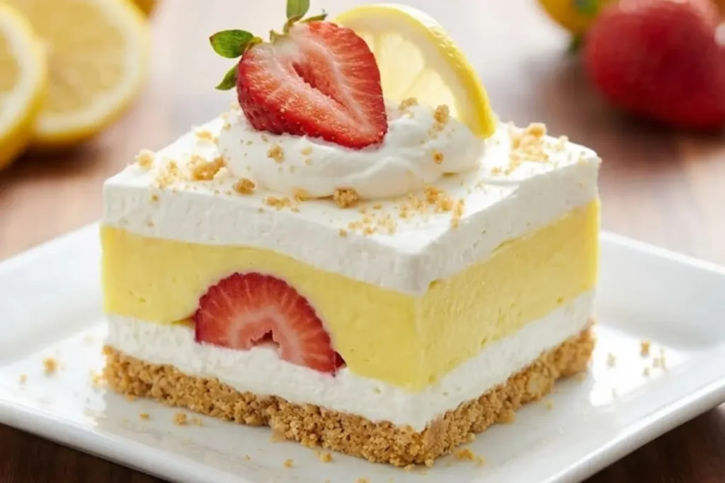 No Bake Strawberry Lemon Lasagna