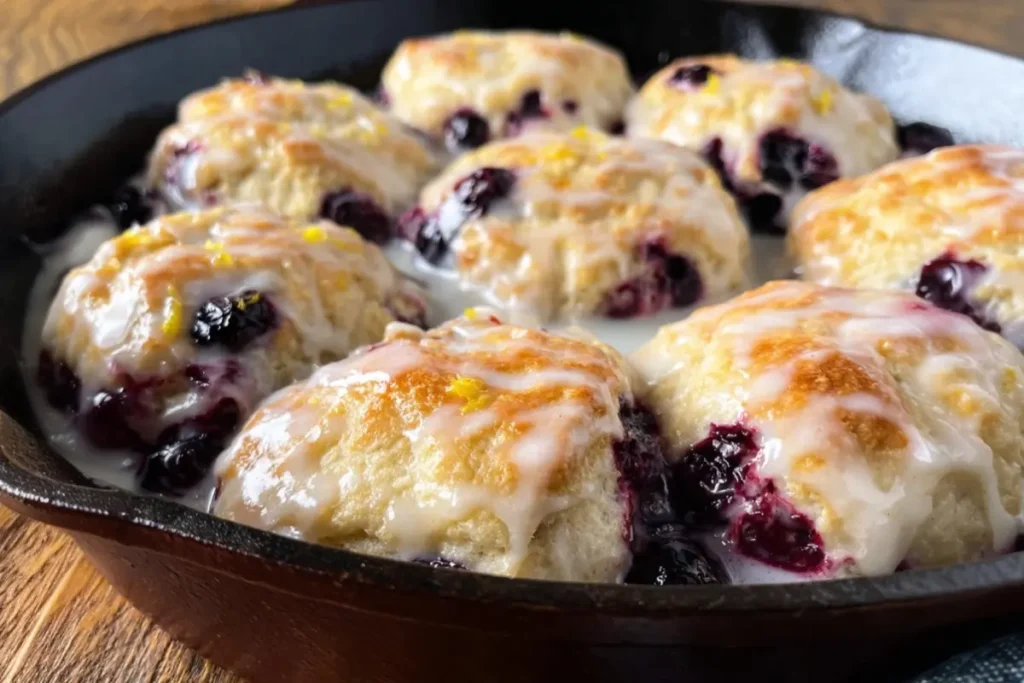 Sweet Blueberry Biscuits With Lemon Glaze