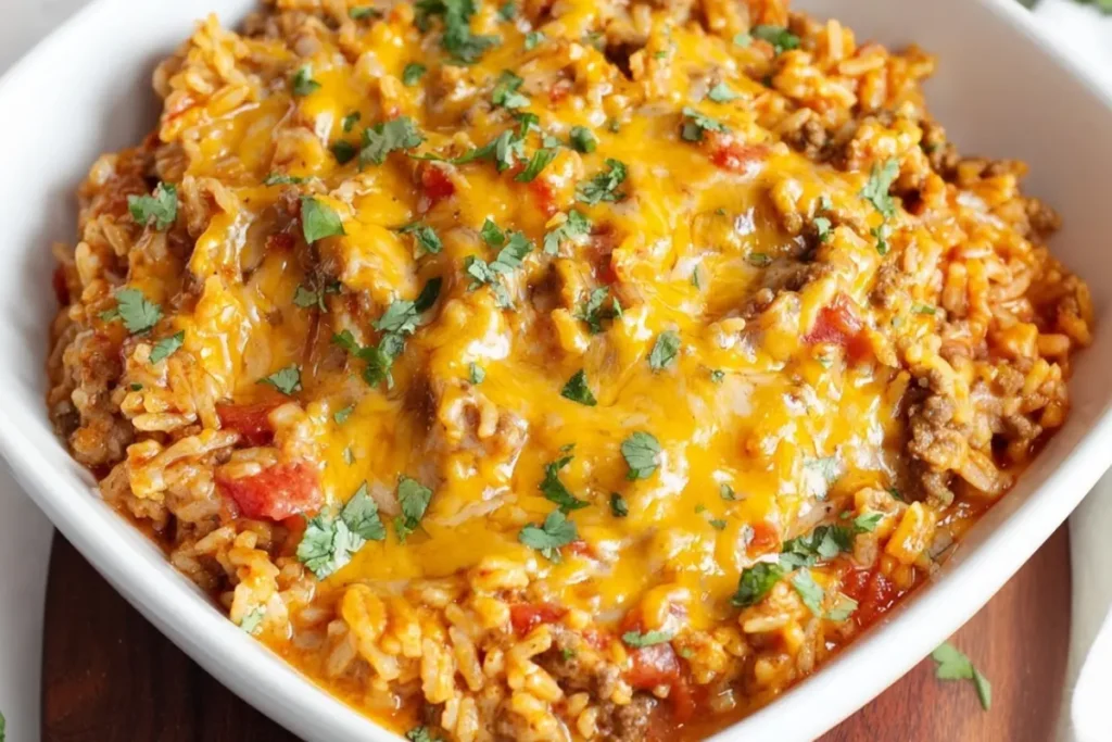 cheesy taco beef and rice