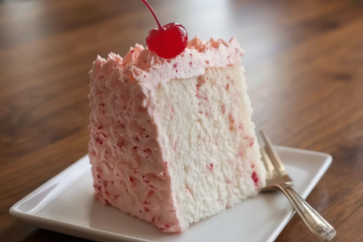 Angel Food Cake with Cherry Whipped Cream