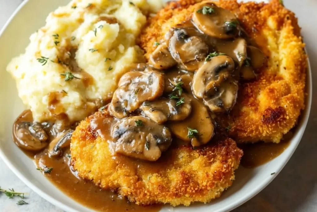 Chicken Schnitzels and Mushroom Gravy
