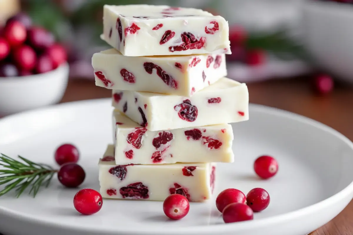 White Chocolate Cranberry Fudge