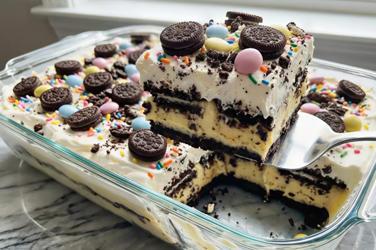 No Bake Dirt Cake Casserole