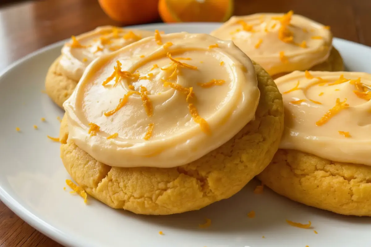 Orange Cookies with Creamsicle Frosting