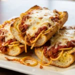 Spaghetti Stuffed Garlic Bread