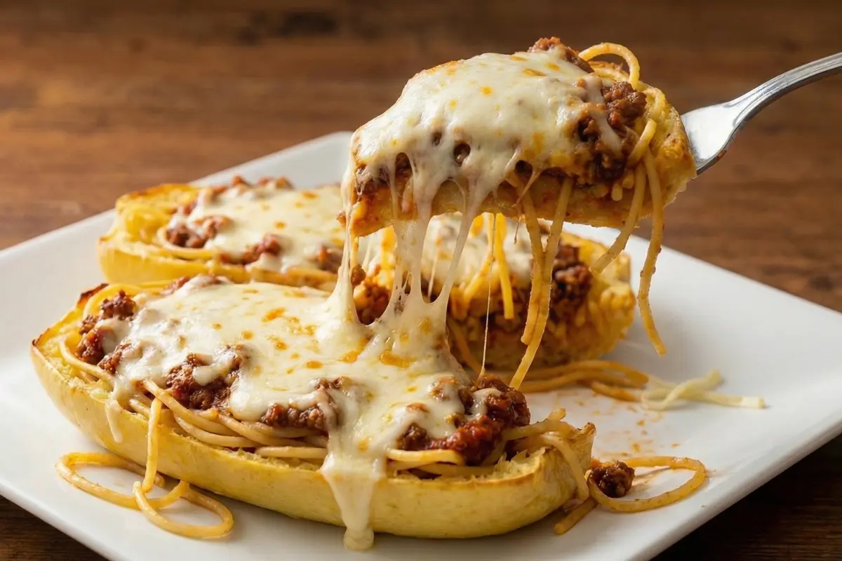 Spaghetti Stuffed Garlic Bread Recipe