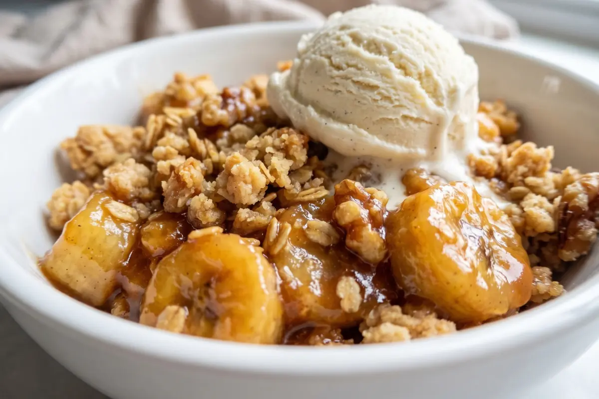 caramelized banana crumble
