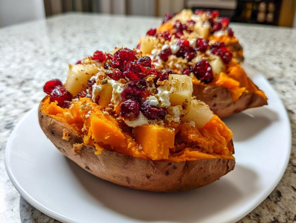 Cranberry Apple Stuffed Sweet Potatoes