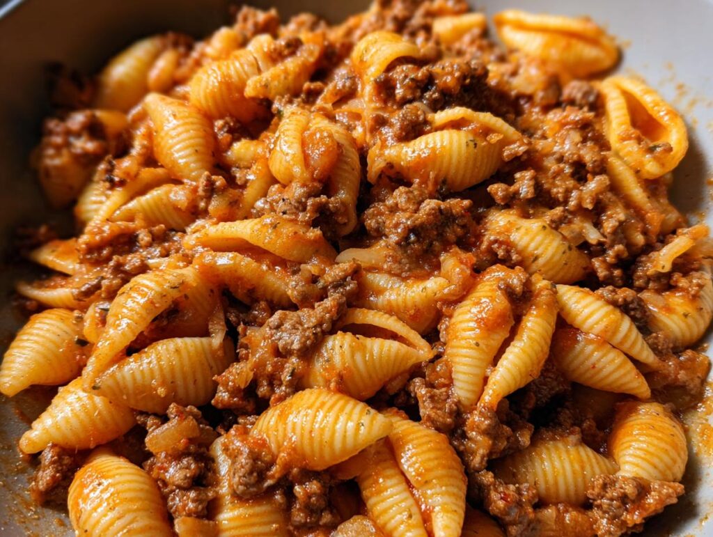 Creamy Beef and Shells