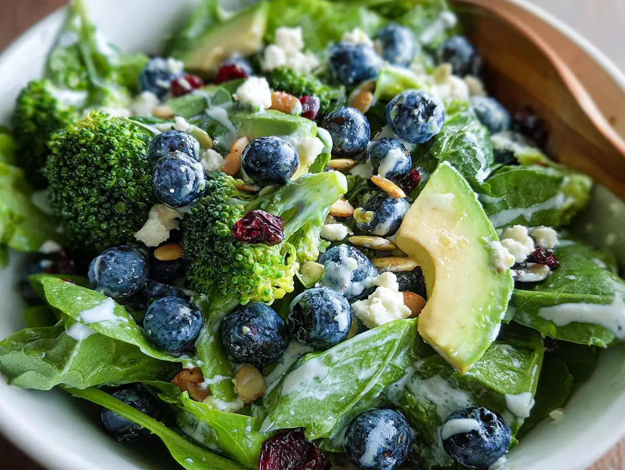 Blueberry Broccoli Spinach Salad