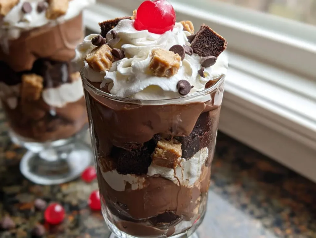 Chocolate Pudding Parfaits with Peanut Butter Brownies