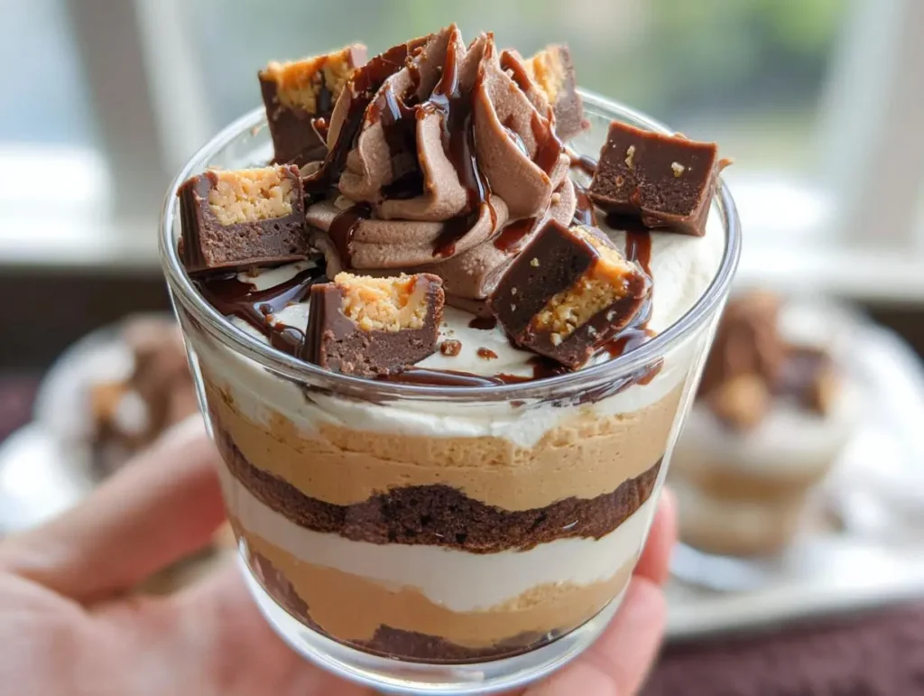 Mini Reese's Chocolate Peanut Butter Cheesecake Trifles