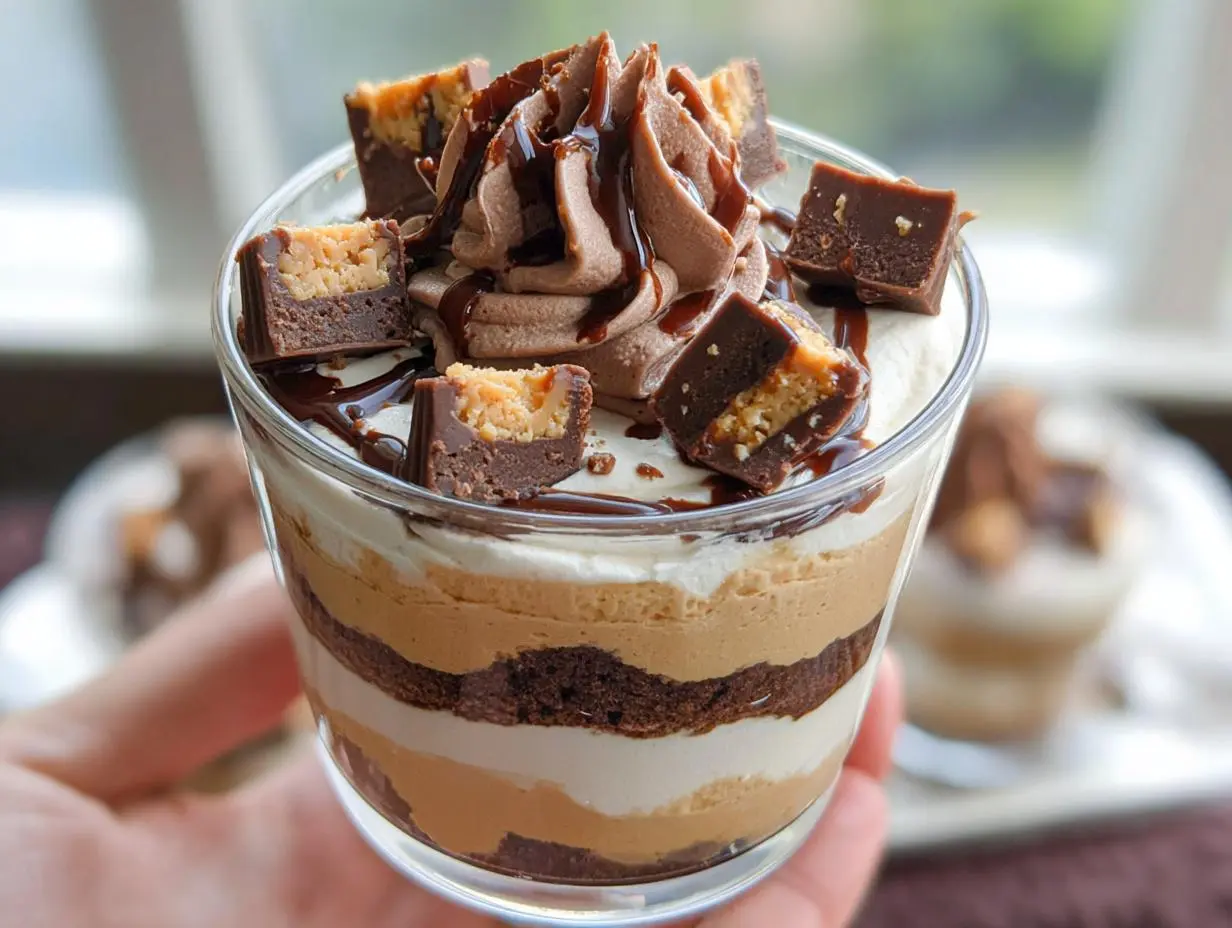 Mini Reese's Chocolate Peanut Butter Cheesecake Trifles