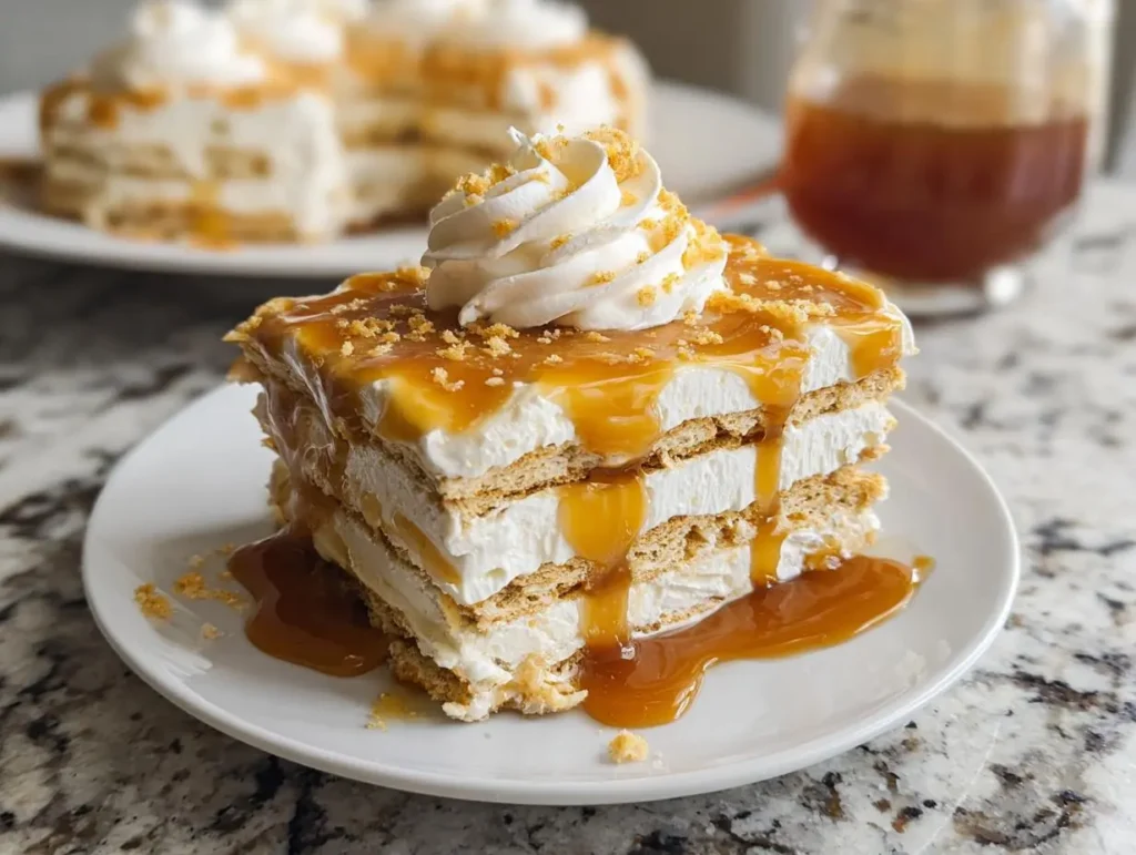 Ritz Cracker Salted Caramel Icebox Cake