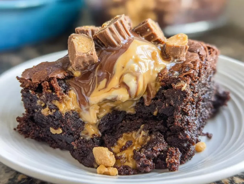 Slow Cooker Peanut Butter Brownie Pudding