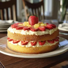 Easy Tropical Strawberry Pineapple Cake Recipe