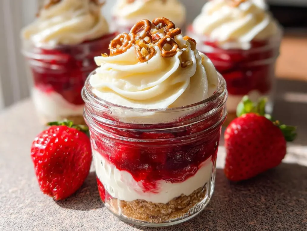 Strawberry Pretzel Salad Jars