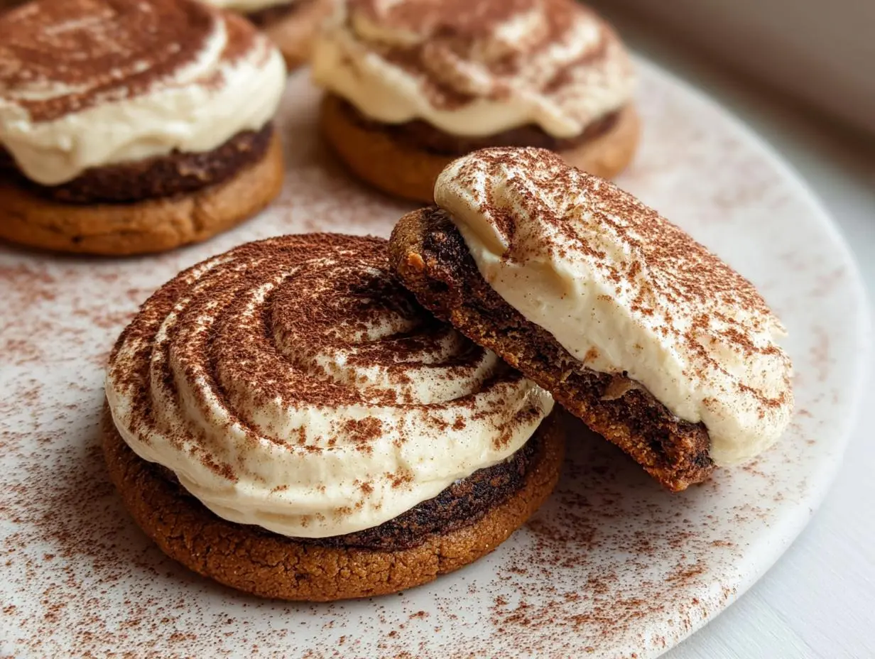 Tiramisu Cookies with Mascarpone Cream Filling