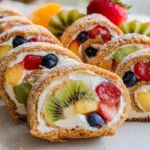No-bake Cheesecake fruit salad roll-ups