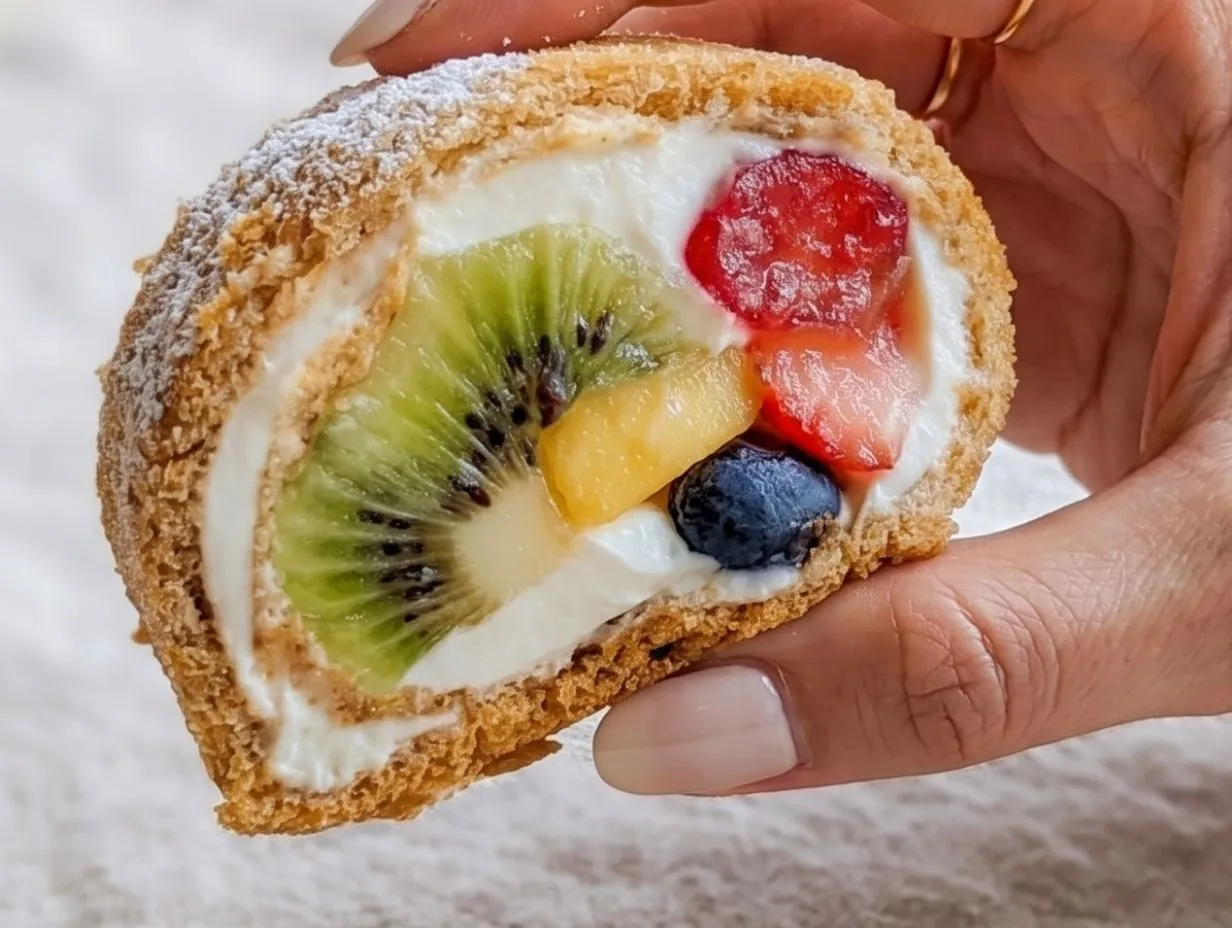 No-bake Cheesecake fruit salad roll-ups Recipe