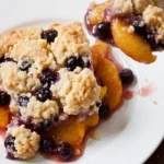 Peach Cobbler with Blueberry Drop Biscuits