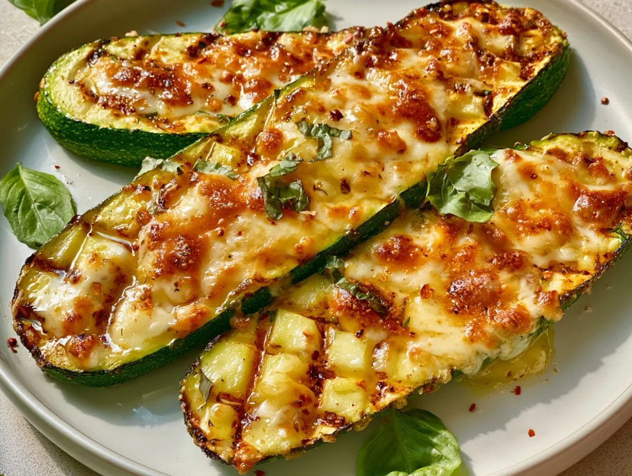 Cheesy Garlic Zucchini Steaks Recipe