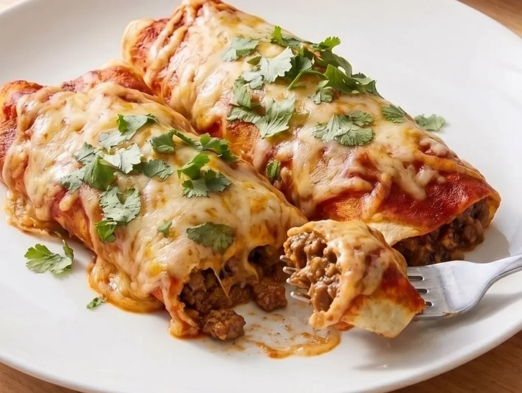 Smothered Cheesy Beef Enchiladas